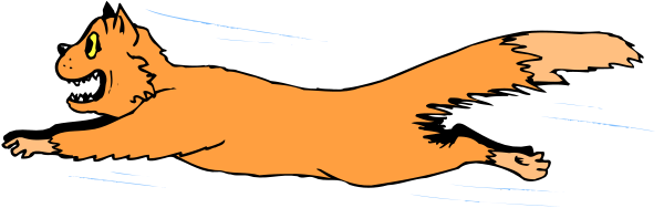 The image shows a cartoon of an orange cat swimming underwater with its tail up.