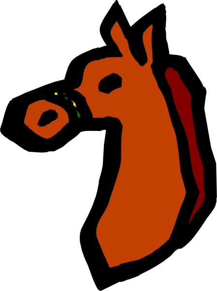 The image shows a red silhouette of an animal with two ears on top against a black background.