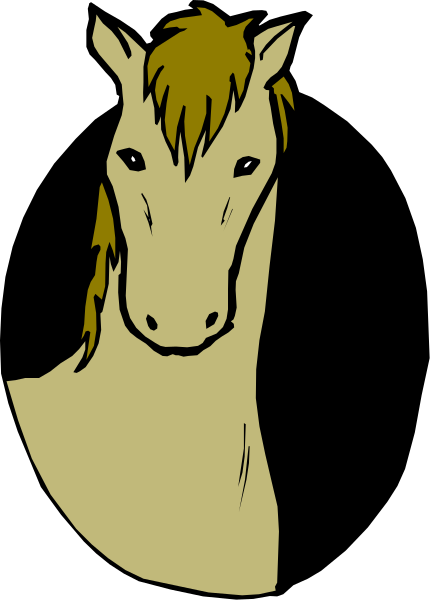 The image shows a cartoon of an animated horse with blonde mane standing against a black background on what appears to be a computer screen displaying a windowed view from within another application.