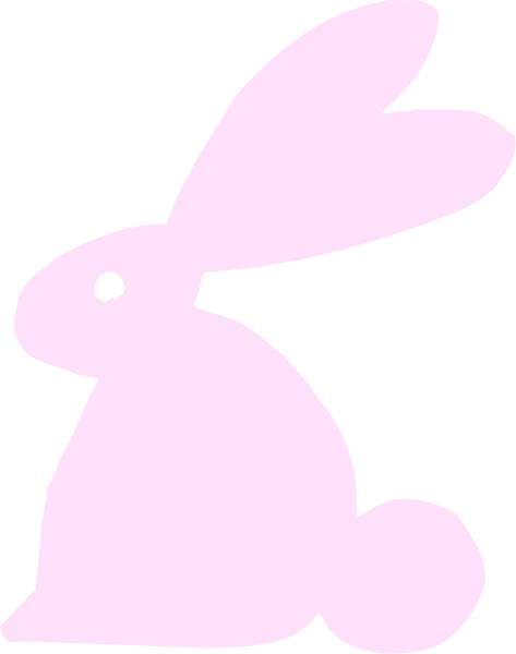 The image shows a pink bunny with white eyes sitting on top of an Easter egg.