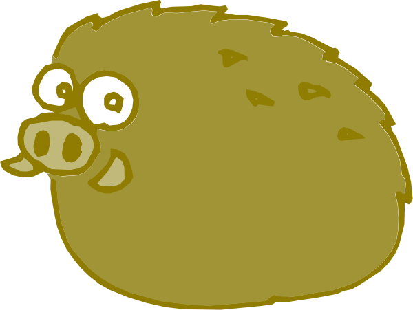 The image shows a cartoon of an animal with large eyes that appears to be surprised by something offscreen; it has spiky hair on its head and is standing upright in what looks like a grass-covered field, possibly indicating some sort of anthropomorphic creature or character from the world of fantasy.