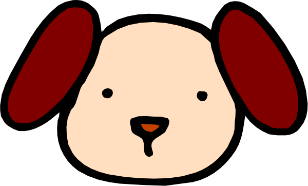 The image shows a cartoon dog with red ears looking to its right side of frame.