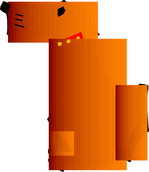 The image shows a pixelated representation of an orange dog standing on its hind legs with two front paws raised as if it's waving at something in the distance.