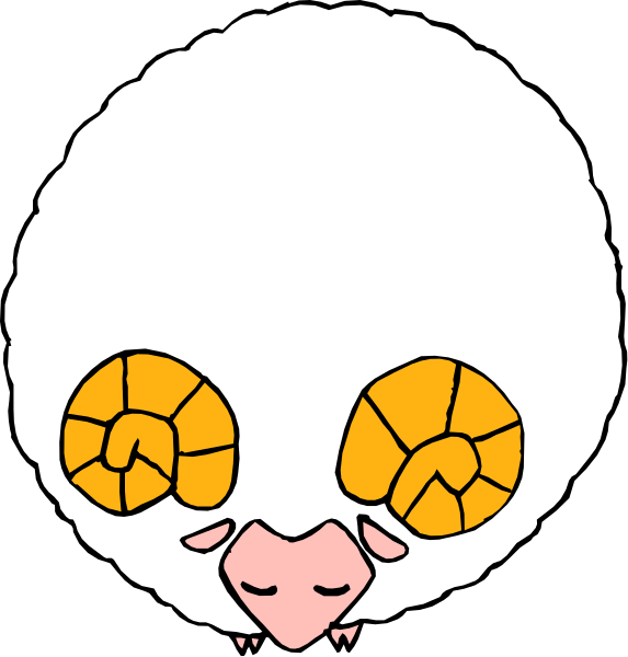 The image shows a cartoon of two sheep with yellow ears standing next to each other against different backgrounds: on top is black, while below it's white; both have orange eyes and noses.