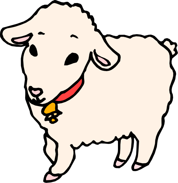 The first frame shows a cartoon sheep with an exaggeratedly large head standing on two legs against a black background; in the second frame, it is depicted walking across what appears to be grassy terrain under clear skies and sunshine.