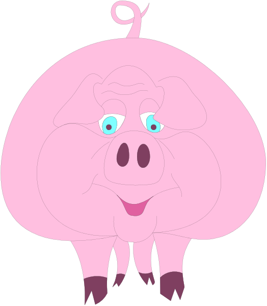 The image shows a cartoon pig with human facial features wearing glasses, standing upright on two legs against a plain background.