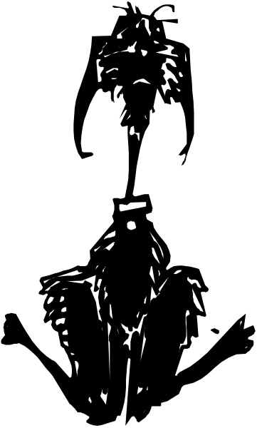 The image shows a black and white photo of an object with multiple parts that resemble different shapes like circles and rectangles arranged in various patterns on its surface.
