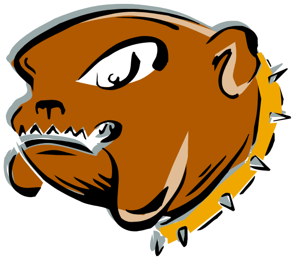 The image shows a cartoon of an animal with sharp teeth that appears to be growling at another creature; it is set against a plain background without any additional context provided in this description.