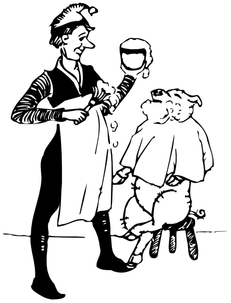 The black and white photo shows two figures standing close to each other with a third figure slightly behind them; all three appear to be wearing hats of some sort.
