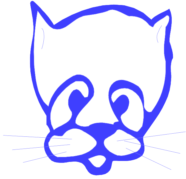 The image shows a cartoon depiction of an animal that resembles a cat with large eyes looking upwards to its right side.