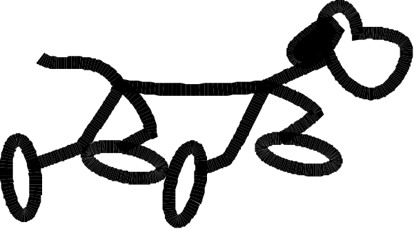 The image shows a black and white illustration of an abstract pattern with various shapes that could be interpreted as eyes looking upwards towards something out of frame.