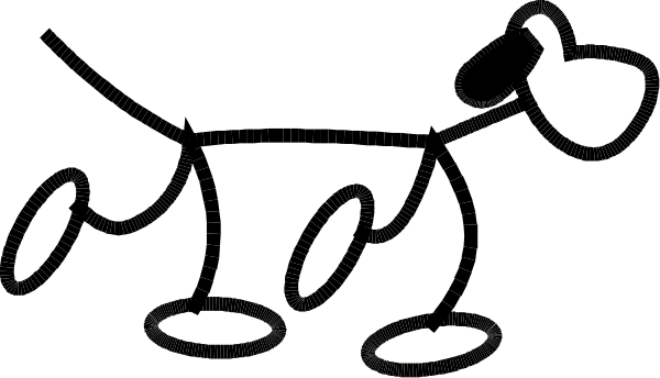 The black and white silhouette of a person walking with their hands outstretched against an unseen background.