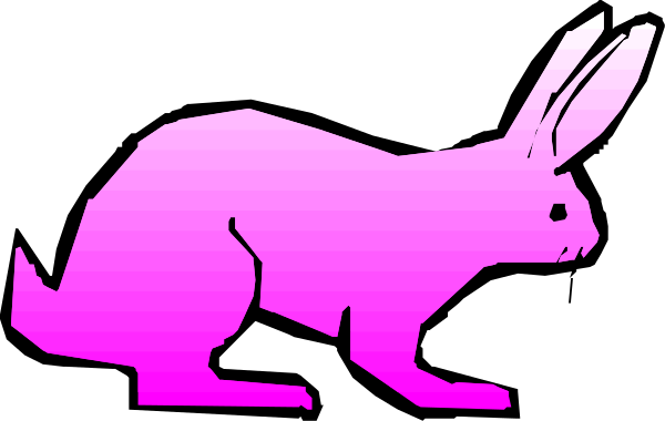 The image shows a pink silhouette of an Easter bunny standing on its hind legs against a black background with white text at bottom right corner that reads "Easter Bunny."