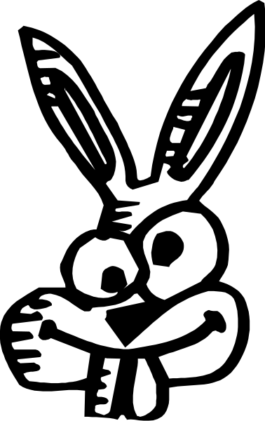 The black and white logo of a bunny with big ears on it.