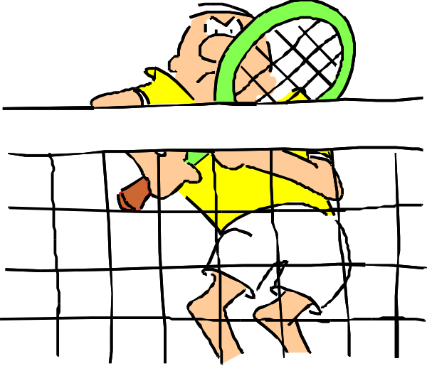 The image shows a cartoon character holding an object that resembles a frisbee with two hands on either side of it; there is no text present in this clip-art illustration.