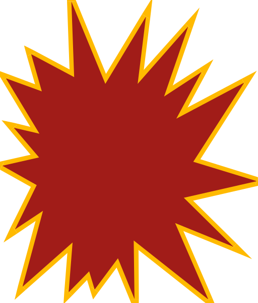 The image shows a red explosion with yellow lines radiating outward from its center against an otherwise plain background.