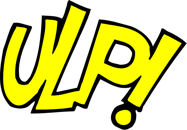 The image shows a black text with yellow outline that reads "UPLIFT" on top of another word which is obscured by an exclamation mark graphic in red coloring.