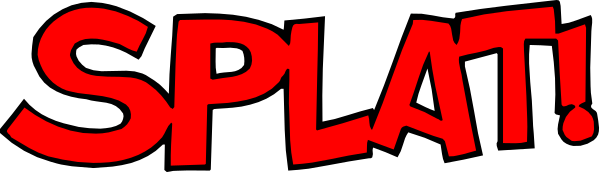 The image shows a red splatter graphic with white text that reads "SPLAT!"