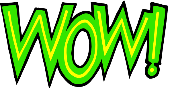 The image shows a graphic with text that reads "WOW!" on it against an orange background.