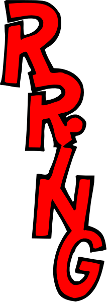 The word "ring" repeated on a black background with red text at top right corner reading 'RING'.