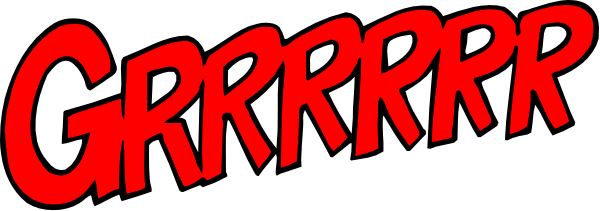 The image shows a graphic with text that reads "GRRR" repeated multiple times on top of each other to create an effect similar to growling sounds.