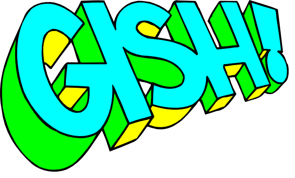The image shows a comic book speech bubble with text that reads "GISH!"