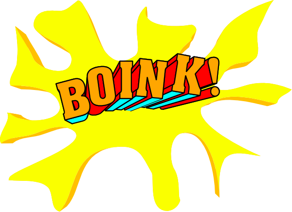 The image shows a cartoon explosion with text that reads "BOINK!"