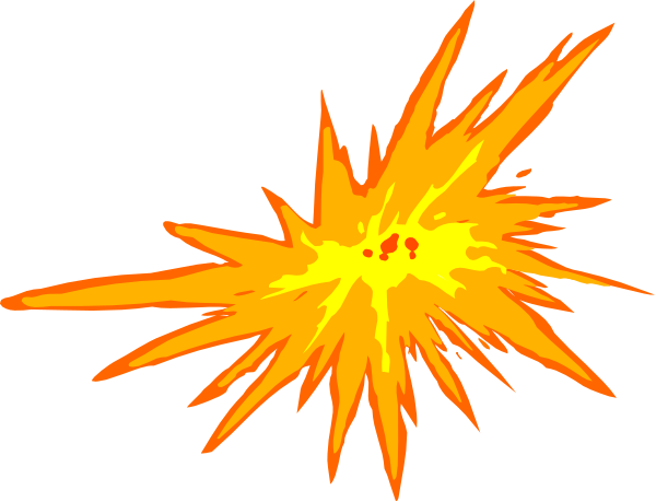 The image shows a bright explosion with fiery orange hues against a dark background.