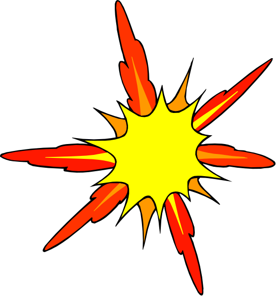 The image shows two frames of an animated explosion with a black background; no other elements like characters or settings can be discerned from this description as it is focused on describing only what's shown in these specific images without any assumptions about their context within animation, storytelling, etc.