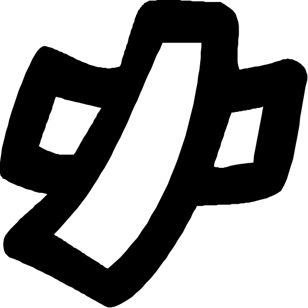 The image shows a black and white logo with an abstract design that resembles a stylized letter 'S'.
