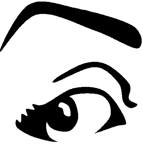 The image shows a black silhouette of an abstract design with three curved lines forming what appears to be stylized lettering against a white background.