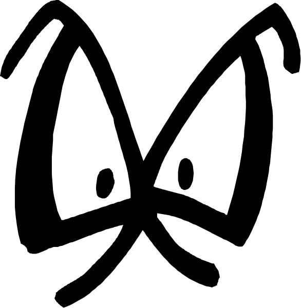 The black and white cartoon shows a pair of eyes with eyebrows looking surprised or shocked at something off to the side that is out of frame.