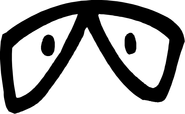 The black and white silhouette of a face with two eyes closed tightly together against an unseen background.