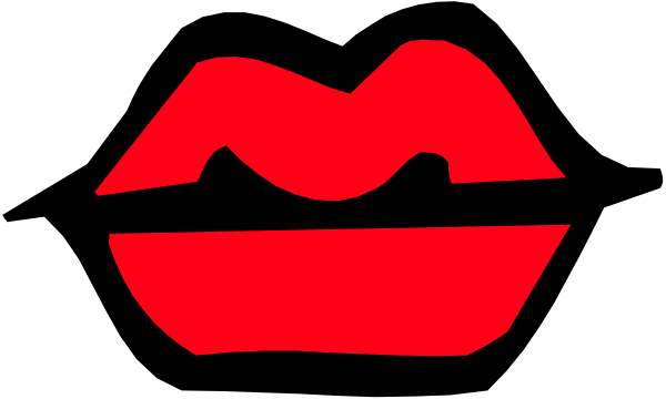 The image shows a red lipstick kiss mark on black background with white text above it that reads "Kiss".
