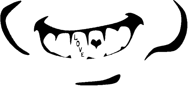 The image shows a black banner with white text that reads "love" on it.