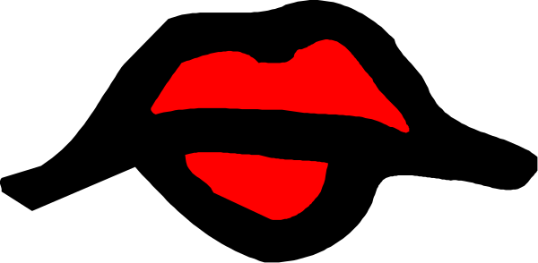 The image shows a red lipstick mark on black background with no other discernible content.