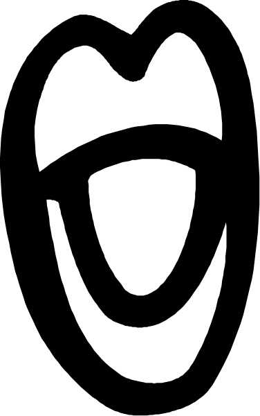 The image shows a black and white logo with an abstract design that resembles a face wearing sunglasses on top of its head.