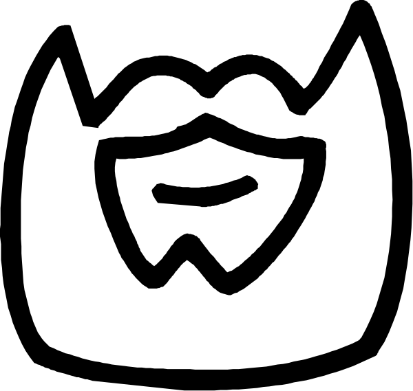 The image shows a black and white logo with an illustration of a masked character's face on it.
