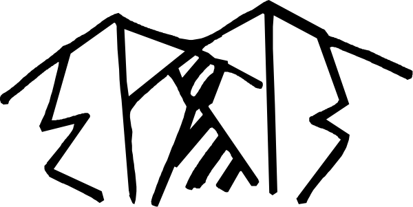 The image shows a black and white graphic of an abstract design with geometric shapes resembling a stylized representation of a person's head wearing glasses on top of what appears to be a simplified depiction of a humanoid figure, possibly suggesting technology or artificial intelligence themes.