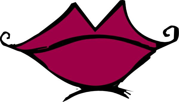 The image shows a pink lipstick logo with lips on it against a black background.