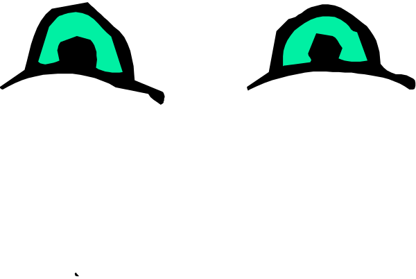 The image shows a black background with two green eyes on either side of what appears to be an object resembling a smiley face in between them.
