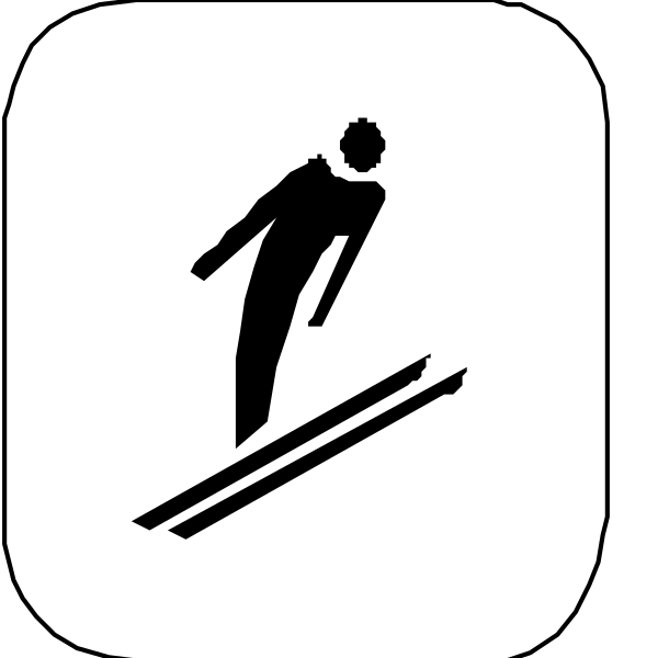 The image shows a black icon with white lines representing an ice skater on rollerblades next to two icons of snowflakes above them. There is also text that reads "SNOW" in bold, capital letters at the top and bottom right corners. This appears to be part of some sort of menu or interface where one can select different winter sports activities such as ice skating on rollerblades (roller blading) and snow-related options like skiing or other similar outdoor pursuits during a seasonal changeover, possibly in the context of an app that allows