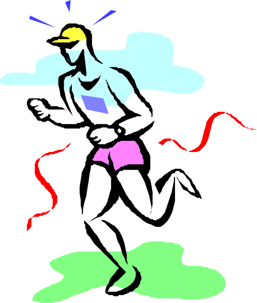 The image shows a cartoon of an animated character running with its arms outstretched against a dark background featuring clouds at nighttime.