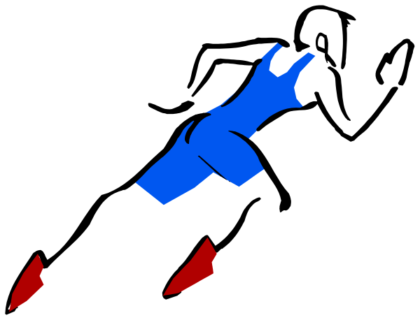 The image shows a black background with two blue shapes that resemble hands holding up red triangles against it; there is no text present in this clip-art graphic.