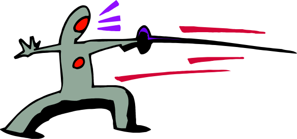 The image shows a cartoon of an animated character with red eyes firing what appears to be lasers from its hands at another figure that is also depicted in animation but without any visible features other than being hit by these laser blasts, set against a dark background.