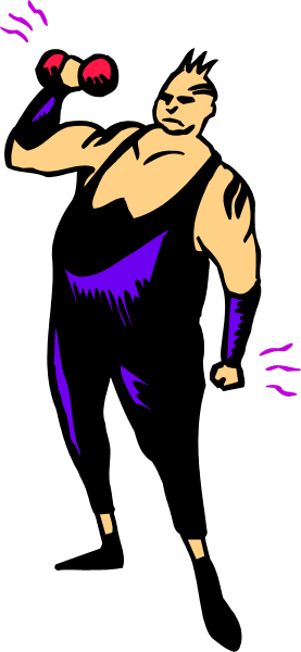 The image shows a black and white illustration of an animated character who appears to be dancing with their arms outstretched in front of them against a purple background.