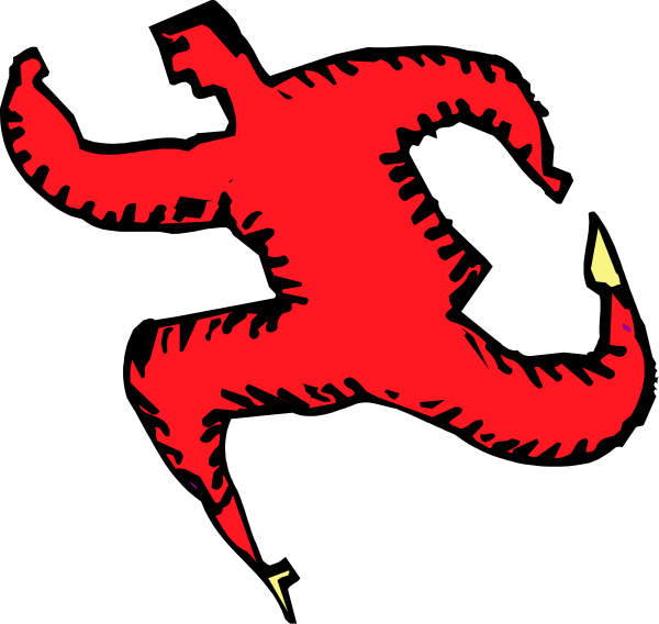 The image shows a red octopus with its tentacles spread out on what appears to be black background.