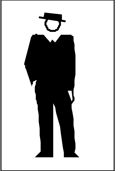 The black silhouette of a man standing on top of another figure that appears to be walking away from him against an abstract background with no distinguishable features other than color contrasts between darker areas at bottom left and right corners, suggesting movement in those directions.