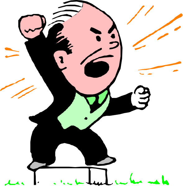 The image shows a comic strip with two panels featuring an animated character who appears to be male, dressed formally as if he is at work in one panel and then expressing frustration by yelling "Ugh!" while standing on his tiptoes in another panel.