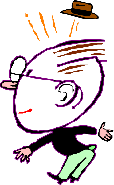 The image shows a cartoon of an animated character with exaggerated facial features running away from something that appears to be causing distress; there is no text present in this clip-art illustration.